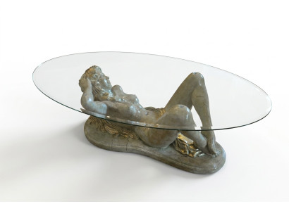 Erotische glazen tafel sculptuur figuur salontafel tafel bank bestel tafels standbeeld