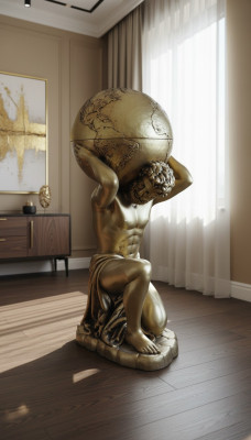 Antieke Stijl Klassieke Wereldbol Atlas Minibar Bar Wijnrek Standbeeld Sculptuur Decoratie