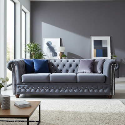 Chesterfield bankstel bank 3+1+1 bekleding bankbanken zetel kristalstenen   Chesterfield bankstel bank 3+1+1 met bekleding, bankbanken, zetel en kristalstenen.
