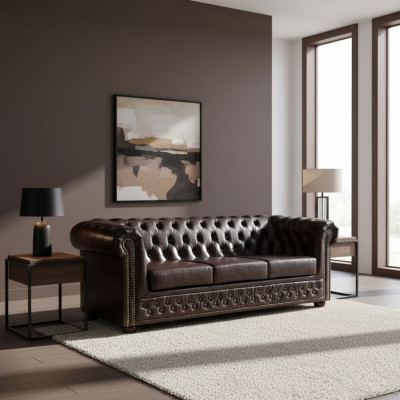 Chesterfield bankstel bank 3+1+1 bank stof set banken sofa's Yorki Nieuw.