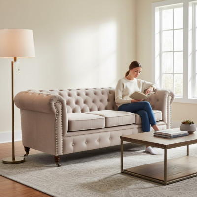 Chesterfield bankstel 3+2+1 Oxford bank gestoffeerde set banken banken leer  Chesterfield bankstel 3+2+1 Oxford bank gestoffeerde set banken banken leer