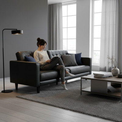 Ontwerp Moderne Chesterfield set Bank Bank Bekleding Leer Sets 3+2 Nieuw