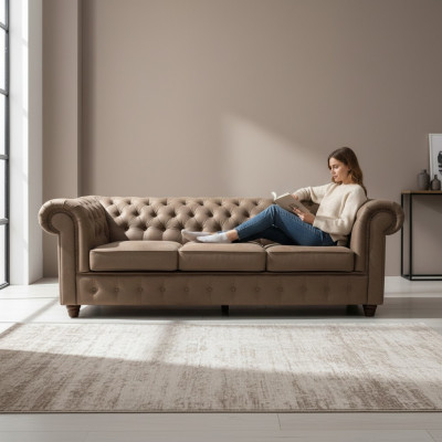 Chesterfield design luxe gestoffeerde zitbank xxl grote 3-zitsbank banken meteen
