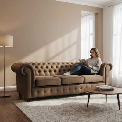 Chesterfield Cambridge 3-zitsbank met slaapfunctie bank gestoffeerde banken banken nieuw