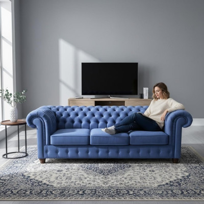 Ontwerp klassieker Chesterfield Big XXL 3-zitsbank lederen textielbanken banken