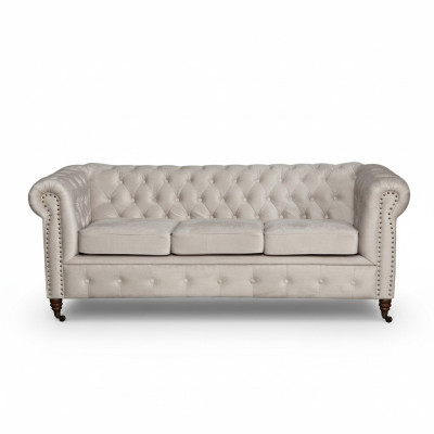 Ontwerp Klassieker Chesterfield Gestoffeerde Bankstel Bankstel 3-zits Leren Bank Nieuw.