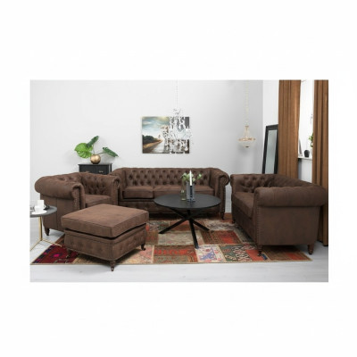 Chesterfield 3+2+1 Zitsbankstel + Hocker Bankstel Leer Textiel Banken