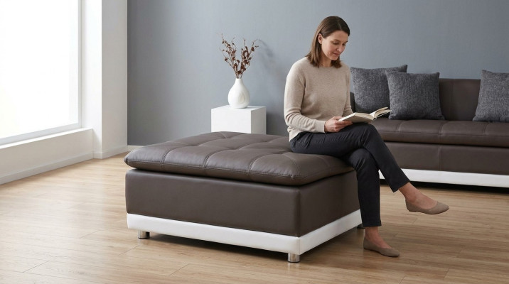 Lounge poef XXL club voetenbank Ottomaanse poef leer textiel Ottomaans