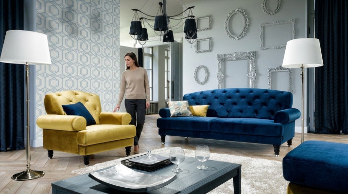 Chesterfield 3-zits design bank stofbank banken textiel Lamezia