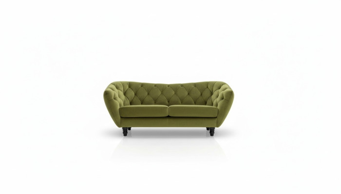 Dries zits bank met luxe Chesterfield-rugleuning in een elegante groene tint