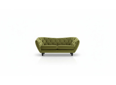 Dries zits bank met luxe Chesterfield-rugleuning in een elegante groene tint