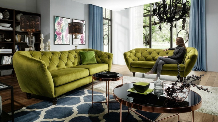 Chesterfield 3+2 zits bankstel bekleding stof bank zitstel ontwerp
