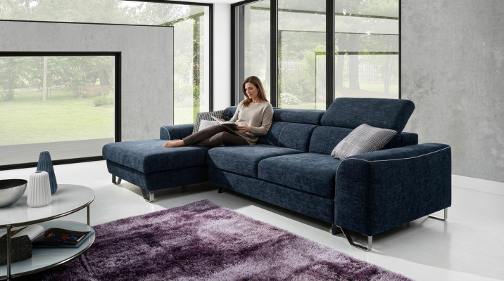 Stof Bank Bankstel Bekleding Hoek Ontwerp Garnituur Blauwe Woonlandschap Textiel