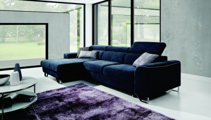 Stof Bank Bankstel Bekleding Hoek Ontwerp Garnituur Blauwe Woonlandschap Textiel