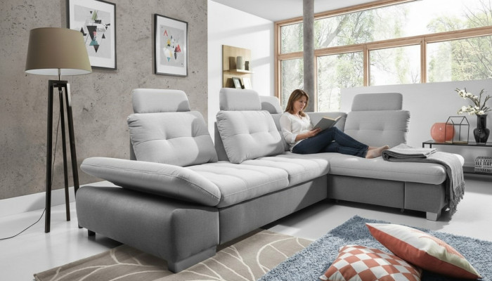 Textiel hoekbank bank bank bekleding hoek bankstel stof slapen woonlandschap nieuw