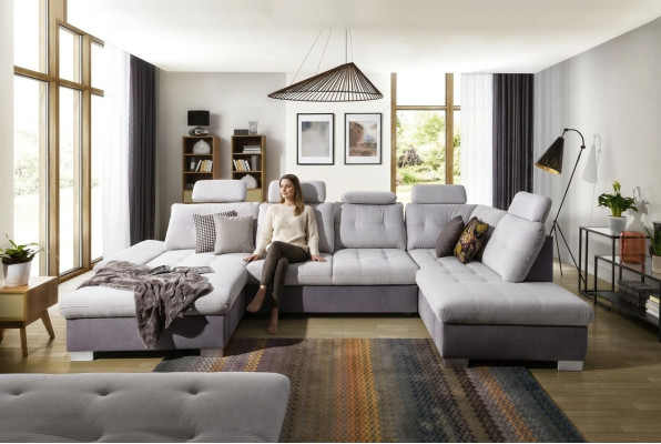 Multifunctionele hoekbank bank gestoffeerde verstelbare rug woonlandschap.