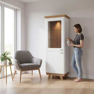 Moderne vitrinekast woonkamer hoge kast hotel vitrines Aspen AS-W12