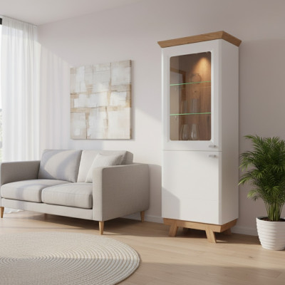 Moderne vitrinekast woonkamer hoge kast hotel vitrines Aspen AS-W12