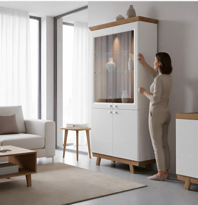 Moderne vitrinekast woonkamer hoge kast hotel dossierkast Aspen AS-W2