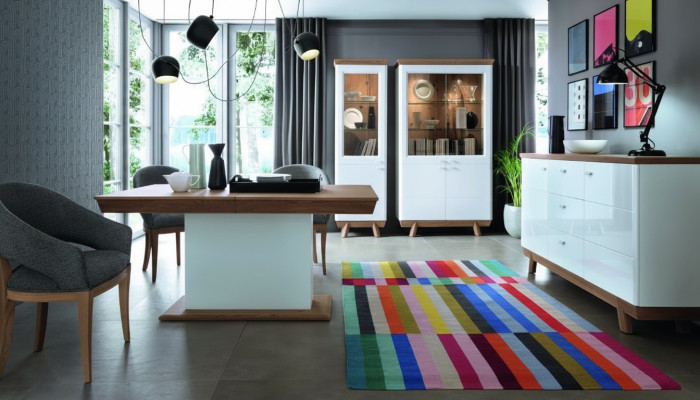 4-delige set 1x vitrine 2x commode 1x eettafel Ontwerp woonkamer eetkamer Nieuw