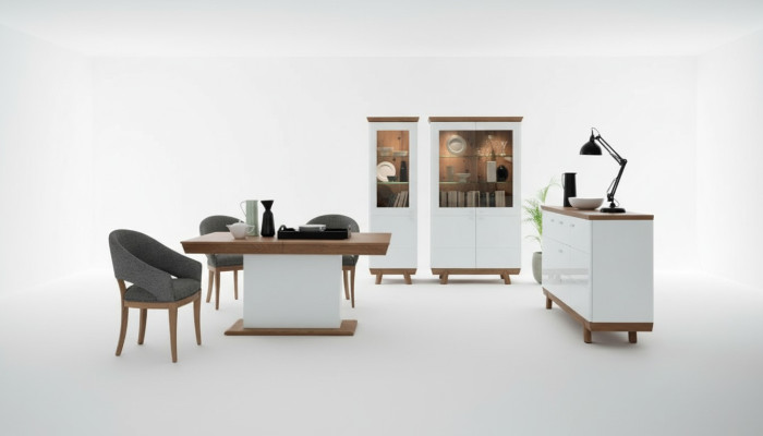 4-delige set 1x vitrine 2x commode 1x eettafel Ontwerp woonkamer eetkamer Nieuw