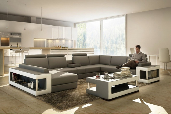 Leren hoekbank XXL ontwerp grote bankbank bank bekleding hoek zitcombinatie