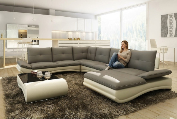 Leren bank XXL U-vorm woonkamerbank bank Groot leren bankstellen sofa's