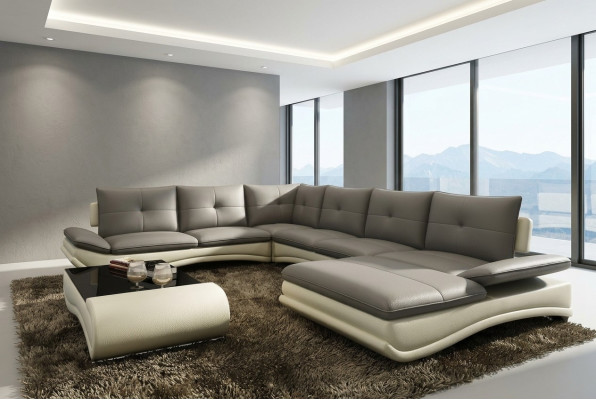 Leren bank XXL U-vorm woonkamerbank bank Groot leren bankstellen sofa's