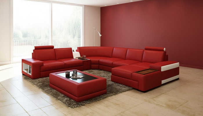 Leren bankstellen woonlandschap U-vorm ontwerp modern bankstel 5103 bankstellen