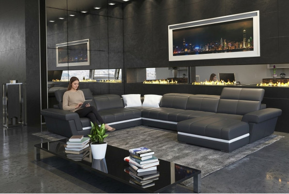 Leren bankstel Bank woonlandschap U-vorm Ontwerp Moderne banken Sofa's Leren bank Bank woonlandschap U-vorm Ontwerp Moderne banken Sofa's