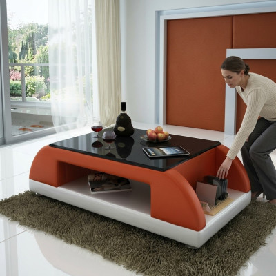 Moderne Bank Beklede Leren Tafel Woonkamer Bijzettafel Glas Tafels Koffie