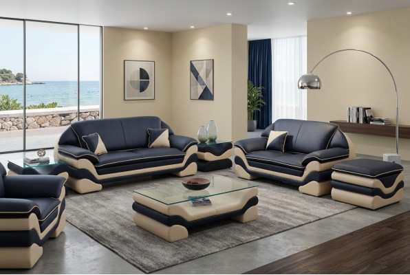 Leren bank Bank Woonlandschap 3+2 zitter Design bank Klassiek meubilair