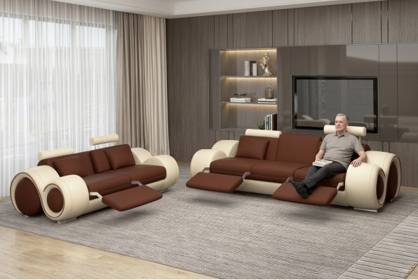 Sofaset Design Bankstel 3+2 Set Gestoffeerde Bank Lederen Woonkamersets