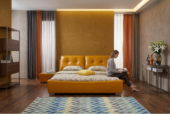 Ontwerper bed slaapkamer tweepersoonsbed bedden leer hotel luxe bekleding