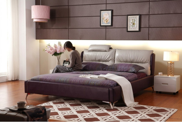 Modern luxe design bed XXL beds stijl decor hotel dubbel leer 140 160