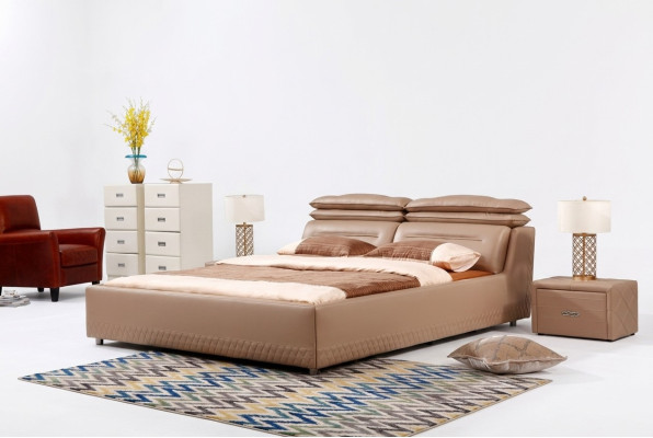 Modern ontwerp bed XXL luxe hotelbedden stijl dubbel leer 140 160.