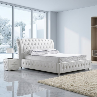 Modern XXL hotel ontwerp bedden luxe dubbel lederen Chesterfield.