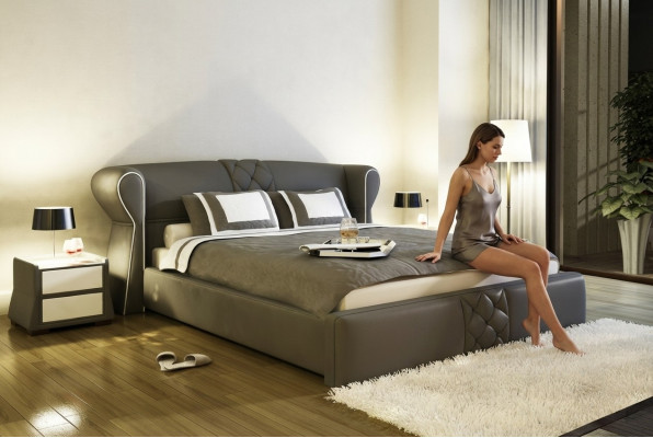 Leder bekleding bed bedden hotel klassiek ontwerp dubbel huwelijks slaapkamer nieuw