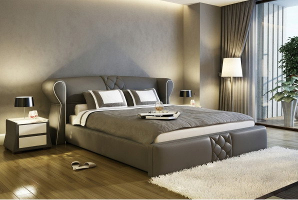 Leder bekleding bed bedden hotel klassiek ontwerp dubbel huwelijks slaapkamer nieuw