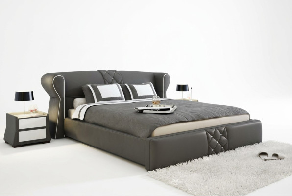 Leder bekleding bed bedden hotel klassiek ontwerp dubbel huwelijks slaapkamer nieuw