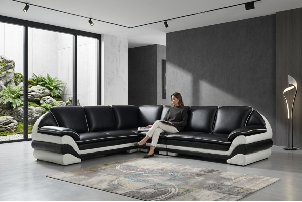 Leren bank Bank Woonruimte L-vorm Design Moderne Bank Klassiek