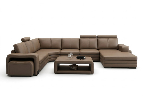 XXL Multifunctioneel leren bankstel Bank Grote bank Bekleding Decor Hoekbank Moderne