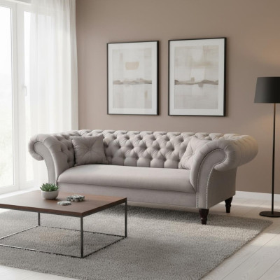 Chesterfield Design Bank Bekleding Leer Stof Bank Banken 3-zits Nieuw