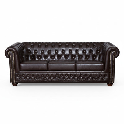 Modern driezits kunstleren bankstel gezellig elegant Chesterfield