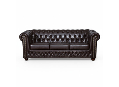 Modern driezits kunstleren bankstel gezellig elegant Chesterfield