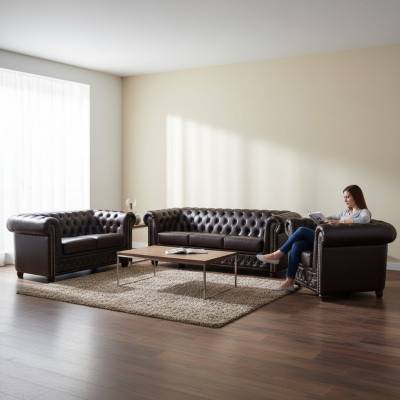 Chesterfield leren bankstel bank bank bank bank bank zitbank bankstel nieuw