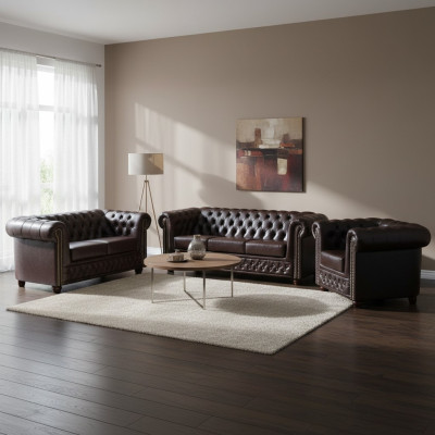 Chesterfield leren bankstel bank bank bank bank bank zitbank bankstel nieuw