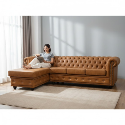 Chesterfield leren bank bank hoekbank lederen bankstel bekleding hoekbanken