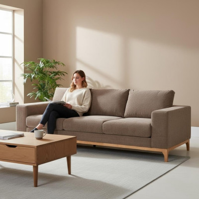 Bankstel 3-zitsbank Beklede banken Bankstellen Woonkamer Design Textiel Stof Nieuw