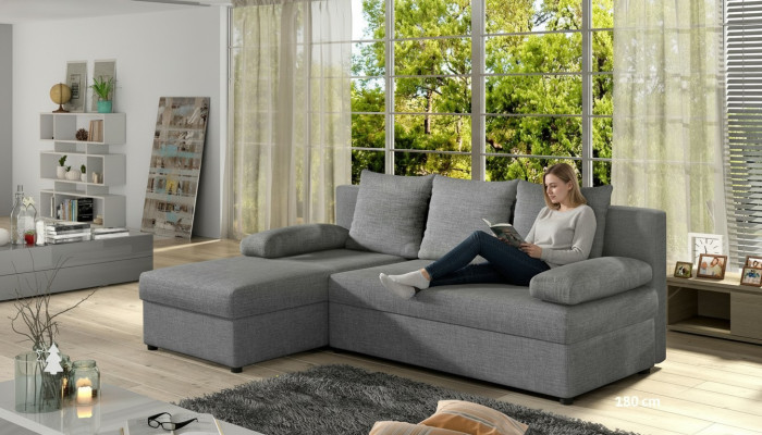 Moderne slaapbank bank gestoffeerde zitgroep L-vorm textiel stof banken leer